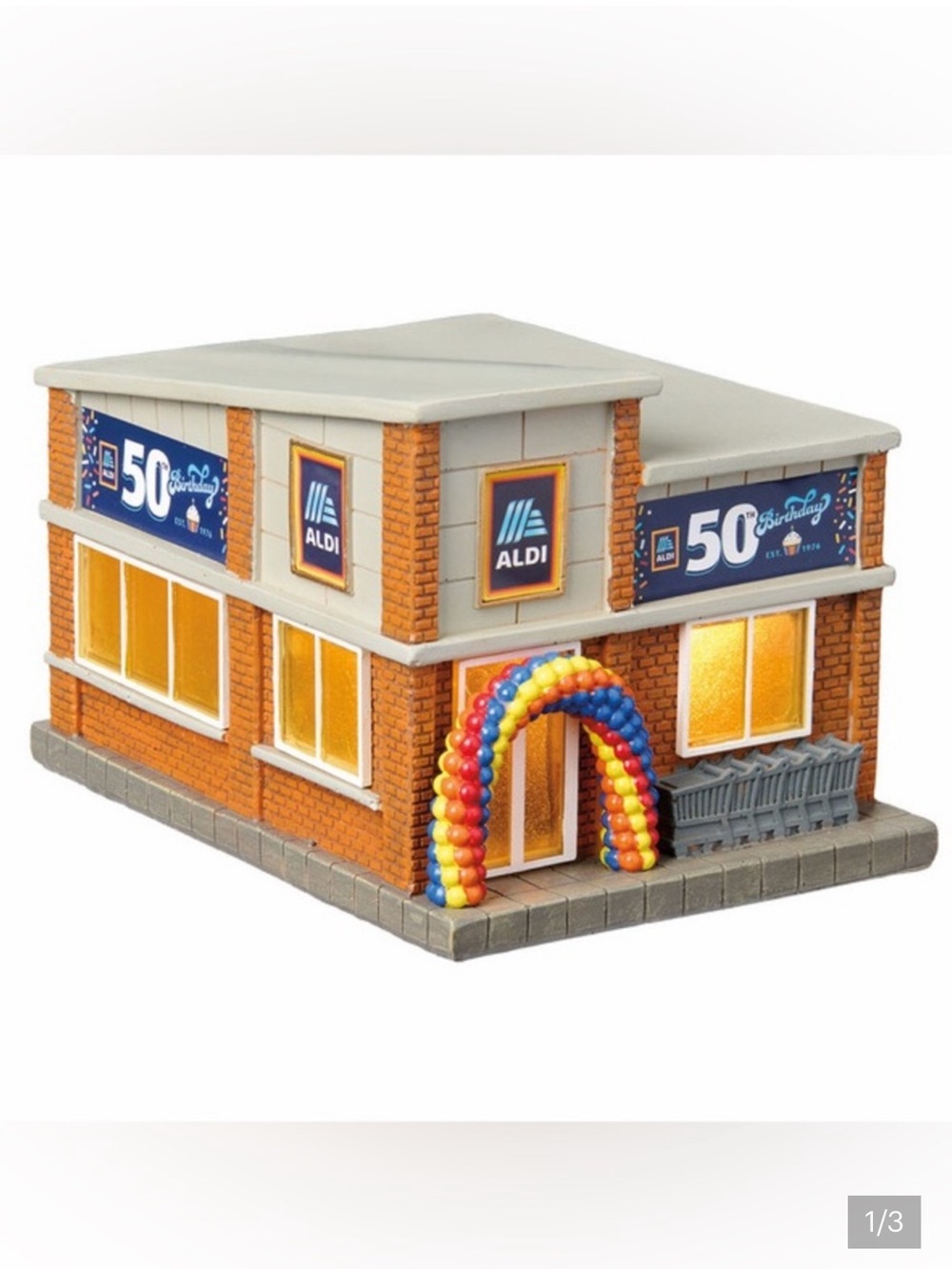 ALDI 50th Birthday Lighted Mini Store with Multicolor Balloon Arch